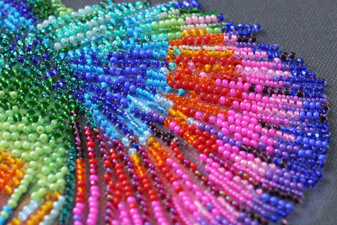 Bead Embroidery Kit Rainbow Dance, Abris Art, Preciosa Glass Beads, 34 Colors, 290 x 410 mm Canvas, Wall Decor Project