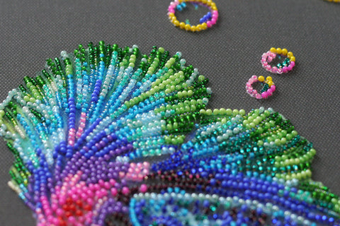 Bead Embroidery Kit Rainbow Dance, Abris Art, Preciosa Glass Beads, 34 Colors, 290 x 410 mm Canvas, Wall Decor Project