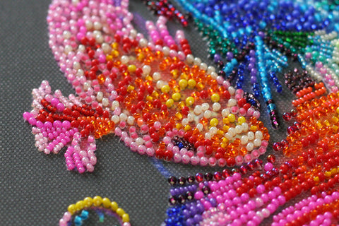 Bead Embroidery Kit Rainbow Dance, Abris Art, Preciosa Glass Beads, 34 Colors, 290 x 410 mm Canvas, Wall Decor Project
