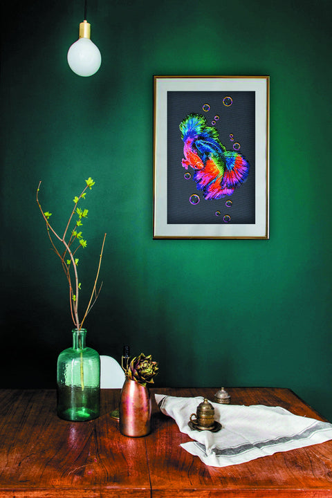Bead Embroidery Kit Rainbow Dance, Abris Art, Preciosa Glass Beads, 34 Colors, 290 x 410 mm Canvas, Wall Decor Project