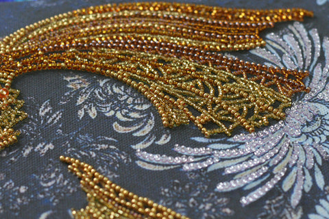 Beaded Embroidery Kit, Money Fish Design with Printed Canvas, Abris Art AB-823, Czech Glass Beads, 14 Colors, 320 x 330 mm