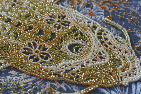 Beaded Embroidery Kit, Money Fish Design with Printed Canvas, Abris Art AB-823, Czech Glass Beads, 14 Colors, 320 x 330 mm