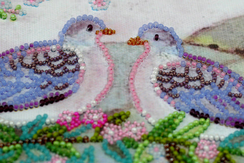Bead Embroidery Kit Romantic Love Scene, Abris Art, Preciosa Czech Glass Beads, 27 x 35 cm DIY Wall Art, Beginner Friendly