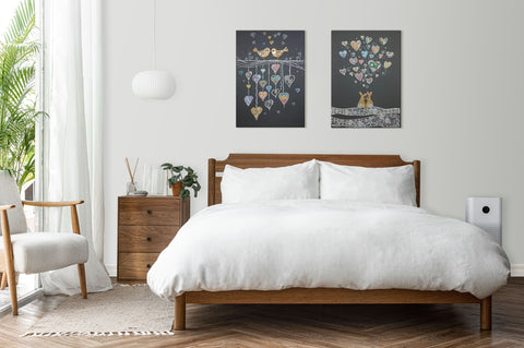 Bead Embroidery Kit with Love Birds Design, Abris Art Preciosa Beads, 285 x 400 mm Canvas, 22 Colors, DIY Wall Art