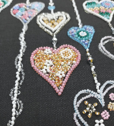 Bead Embroidery Kit with Love Birds Design, Abris Art Preciosa Beads, 285 x 400 mm Canvas, 22 Colors, DIY Wall Art