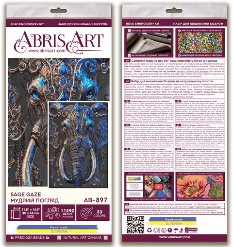 Bead Embroidery Kit Sage Gaze, Deco Scenes Design, Abris Art, 23 Colors, 11,592 Beads, Beginner to Advanced