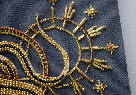 Beaded Embroidery Kit “Golden Talisman” by Abris Art, 20 x 25 cm, 9 Colors, 2,586 Beads, Decorative Wall Art DIY Project