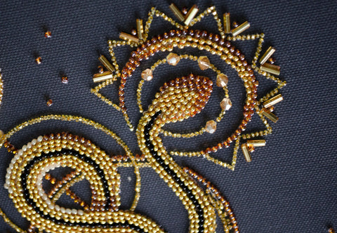 Beaded Embroidery Kit “Golden Talisman” by Abris Art, 20 x 25 cm, 9 Colors, 2,586 Beads, Decorative Wall Art DIY Project