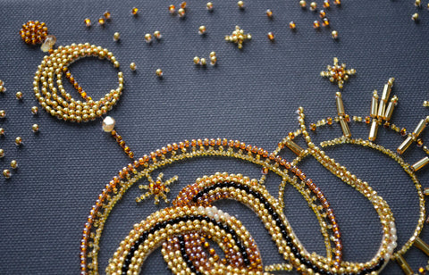 Beaded Embroidery Kit “Golden Talisman” by Abris Art, 20 x 25 cm, 9 Colors, 2,586 Beads, Decorative Wall Art DIY Project