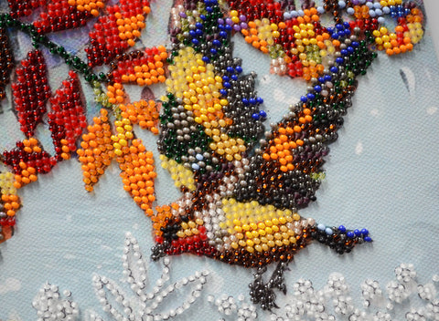 Bead Embroidery Kit, Viburnum Decorative Scene, 23 x 26 cm, Abris Art, 21 Colors, 7297 Beads