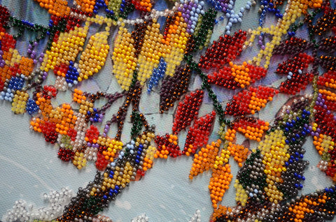 Bead Embroidery Kit, Viburnum Decorative Scene, 23 x 26 cm, Abris Art, 21 Colors, 7297 Beads