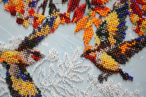 Bead Embroidery Kit, Viburnum Decorative Scene, 23 x 26 cm, Abris Art, 21 Colors, 7297 Beads