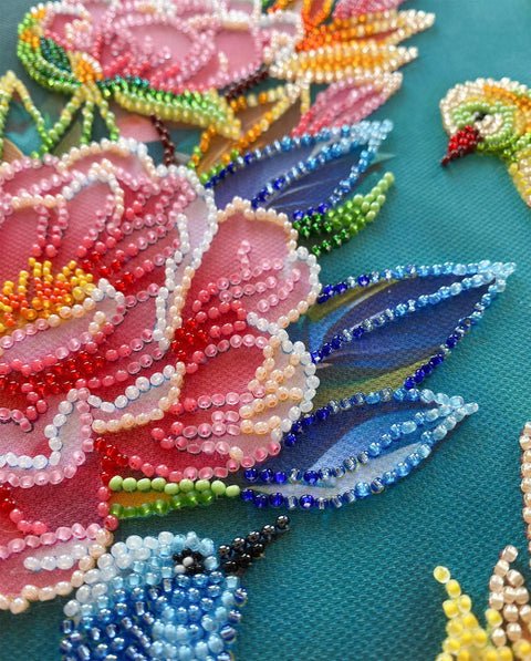 Spring Scene Bead Embroidery Kit, 24x30 cm, Abris Art, 28 Colors, 6811 Beads, Home Decor Craft