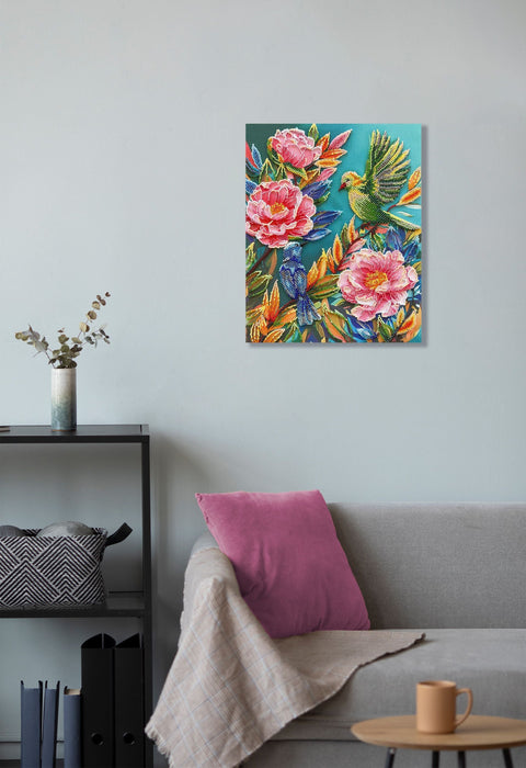 Spring Scene Bead Embroidery Kit, 24x30 cm, Abris Art, 28 Colors, 6811 Beads, Home Decor Craft