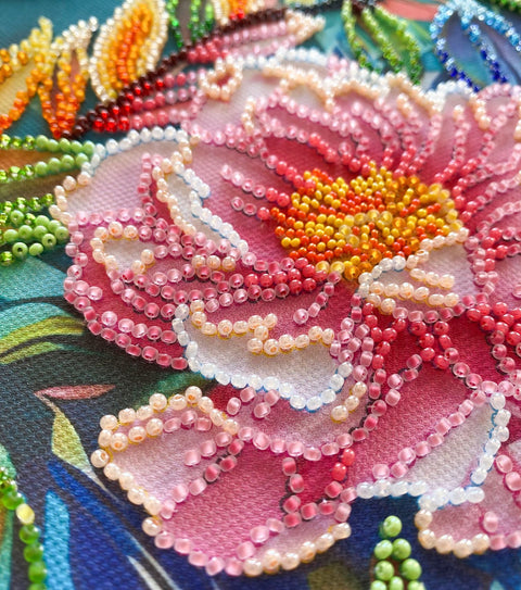 Spring Scene Bead Embroidery Kit, 24x30 cm, Abris Art, 28 Colors, 6811 Beads, Home Decor Craft