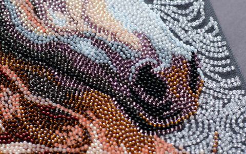 Bead Embroidery Kit, Prairie Spirit Animal Scene, 20 x 36 cm, Abris Art, 17 Colors, 11,207 Beads, Marked Fabric