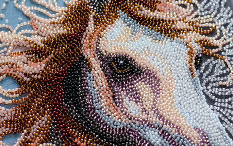 Bead Embroidery Kit, Prairie Spirit Animal Scene, 20 x 36 cm, Abris Art, 17 Colors, 11,207 Beads, Marked Fabric