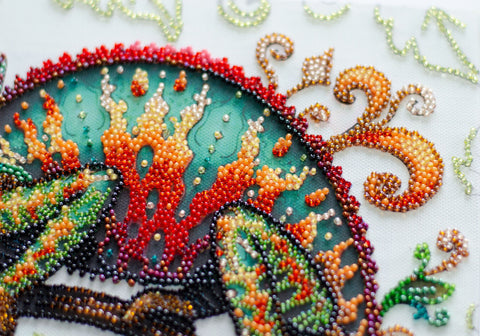 Bead Embroidery Kit with Pre-Printed Canvas, Animal Theme, Abris Art, 24x36 cm, 27 Colors, 6388 Beads