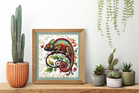 Bead Embroidery Kit with Pre-Printed Canvas, Animal Theme, Abris Art, 24x36 cm, 27 Colors, 6388 Beads