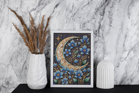 Bead Embroidery Kit Magical Night Floral Design, Abris Art, 6073 Beads, 12 Colors, 22 x 31 cm
