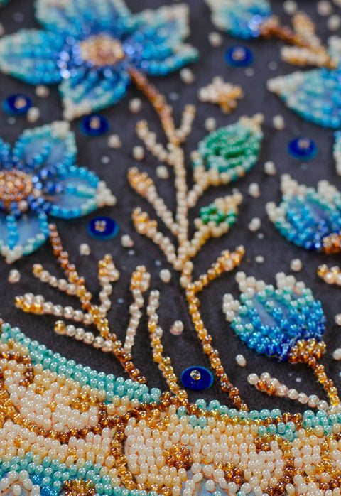 Bead Embroidery Kit Magical Night Floral Design, Abris Art, 6073 Beads, 12 Colors, 22 x 31 cm