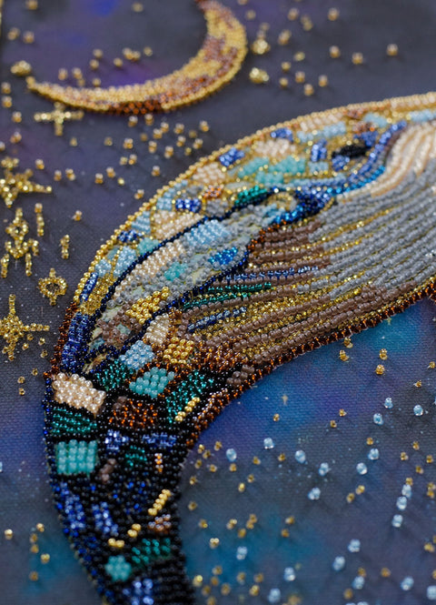 Bead Embroidery Kit, Underwater World Animal Design, 21 x 37 cm, 18 Colors, 6819 Beads, Abris Art