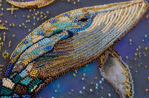 Bead Embroidery Kit, Underwater World Animal Design, 21 x 37 cm, 18 Colors, 6819 Beads, Abris Art