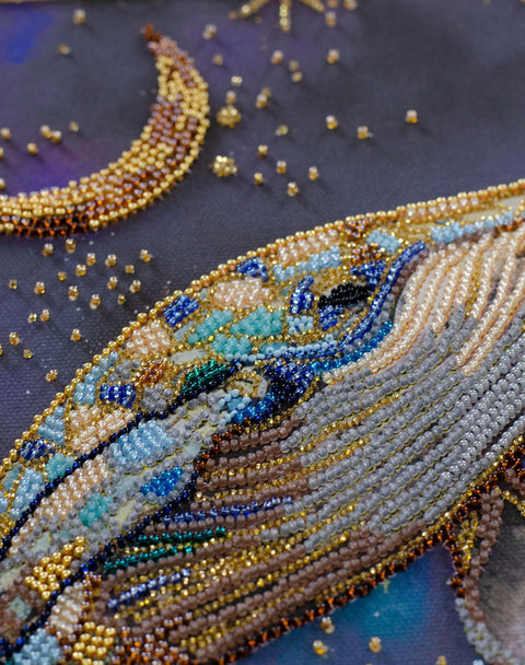 Bead Embroidery Kit, Underwater World Animal Design, 21 x 37 cm, 18 Colors, 6819 Beads, Abris Art
