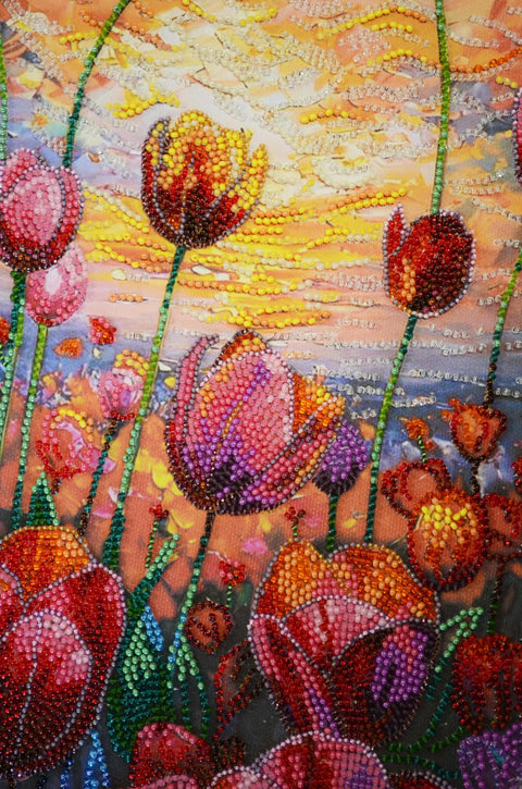 Bead Embroidery Kit Spring Rhythm, Abris Art Nature-Themed Design, 24 x 42 cm, 32 Colors, 11,851 Beads