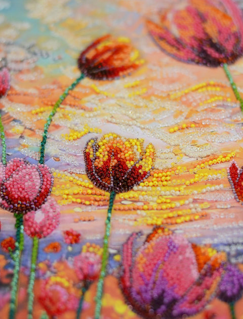 Bead Embroidery Kit Spring Rhythm, Abris Art Nature-Themed Design, 24 x 42 cm, 32 Colors, 11,851 Beads