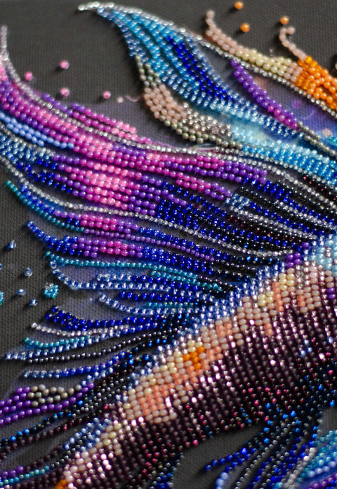 Abris Art Bead Embroidery Kit, Waves of Color, 21 x 36 cm, 7,326 Beads, 27 Colors, Intermediate Difficulty