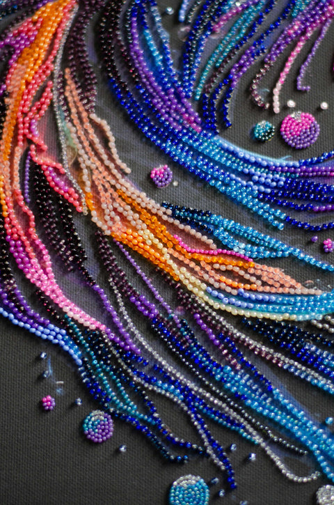 Abris Art Bead Embroidery Kit, Waves of Color, 21 x 36 cm, 7,326 Beads, 27 Colors, Intermediate Difficulty
