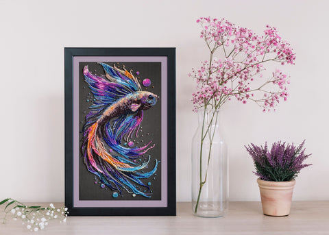 Abris Art Bead Embroidery Kit, Waves of Color, 21 x 36 cm, 7,326 Beads, 27 Colors, Intermediate Difficulty