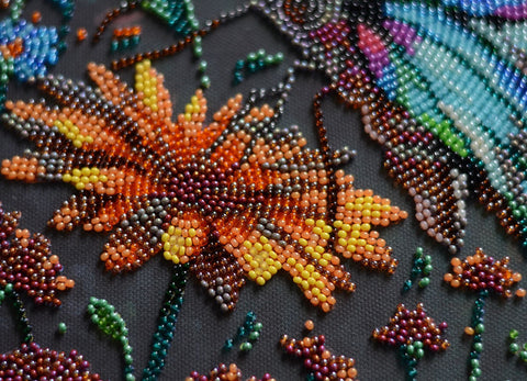 Bead Embroidery Kit, Summer Shades Design, Abris Art, 26 x 39 cm, 11,859 Beads, 29 Colors, Intermediate Level