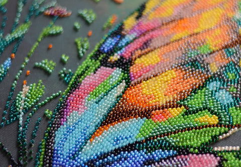 Bead Embroidery Kit, Summer Shades Design, Abris Art, 26 x 39 cm, 11,859 Beads, 29 Colors, Intermediate Level