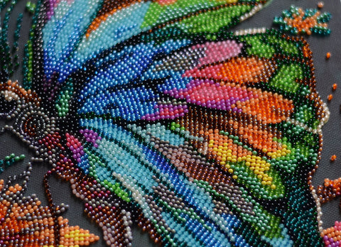 Bead Embroidery Kit, Summer Shades Design, Abris Art, 26 x 39 cm, 11,859 Beads, 29 Colors, Intermediate Level