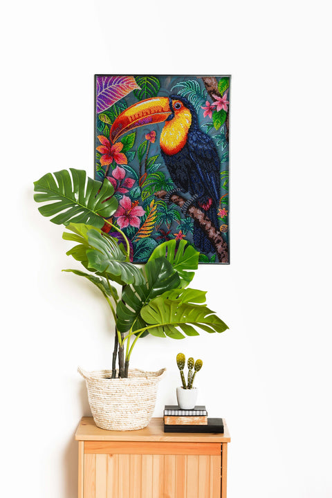 Abris Art Bead Embroidery Kit, Exotic Animal Design, 27x39 cm, 30 Colors, 15,287 Beads, DIY Craft