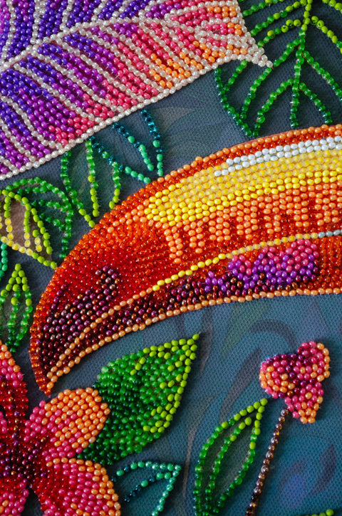 Abris Art Bead Embroidery Kit, Exotic Animal Design, 27x39 cm, 30 Colors, 15,287 Beads, DIY Craft