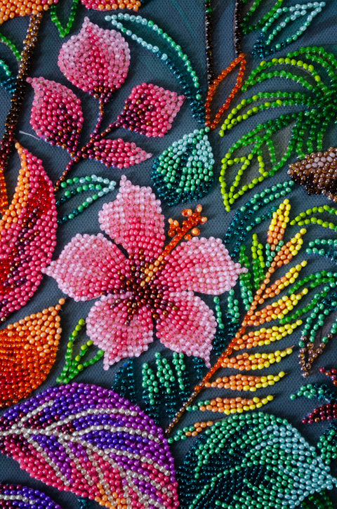 Abris Art Bead Embroidery Kit, Exotic Animal Design, 27x39 cm, 30 Colors, 15,287 Beads, DIY Craft