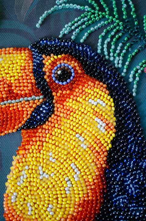 Abris Art Bead Embroidery Kit, Exotic Animal Design, 27x39 cm, 30 Colors, 15,287 Beads, DIY Craft