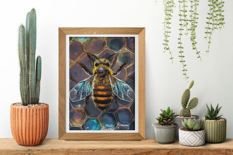 Bead Embroidery Kit, Bee and Honey Motif, Abris Art, 27 x 38 cm, 21 Colors, 6936 Beads