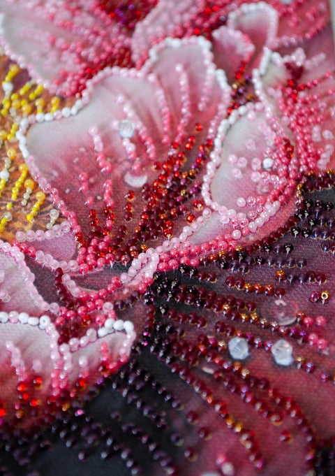 Bead Embroidery Kit with Floral Design, Abris Art “Dew Kiss,” 23 x 23 cm, 17 Colors, 4172 Beads