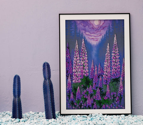 Bead Embroidery Kit Moonlight Landscape, Abris Art, 15 Colors, 7530 Beads, 24 x 37 cm, Nature-Themed Wall Art DIY Kit