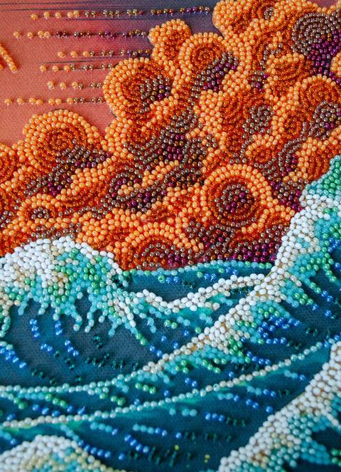 Bead Embroidery Kit Sea Landscape, Abris Art, 36 x 24 cm, 13 Colors, 11,397 Beads, Nature-Themed Craft Set