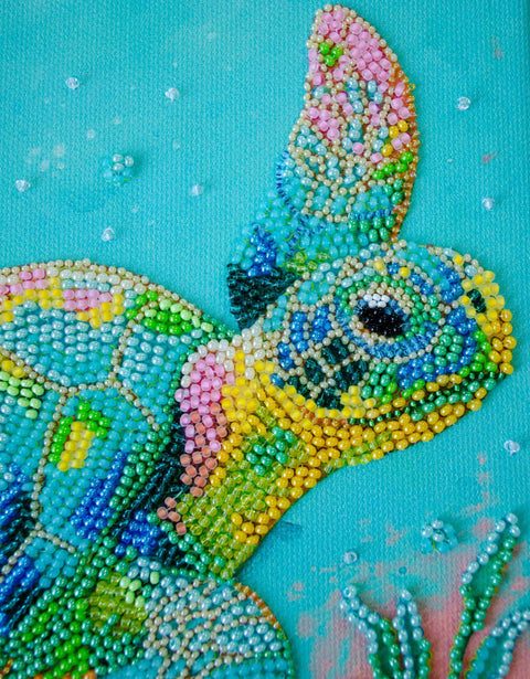 Bead Embroidery Kit with Ocean and Animal Design, Abris Art, 21x21 cm, 24 Colors, 4996 Beads