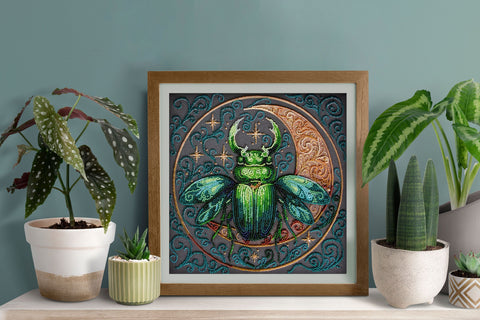 Bead Embroidery Kit, Nature Totem Animal Design, Abris Art, 25 x 25 cm, 6756 Beads, 20 Colors, Preprinted Chart