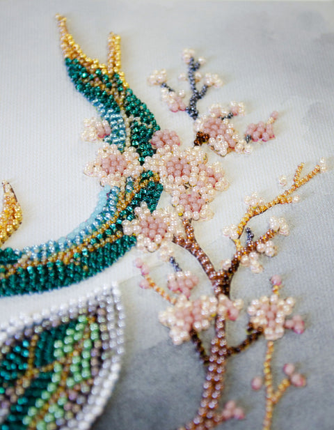 Bead Embroidery Kit with Forest Animals, Abris Art 24x36 cm, 27 Colors, 6388 Beads, Marked Canvas