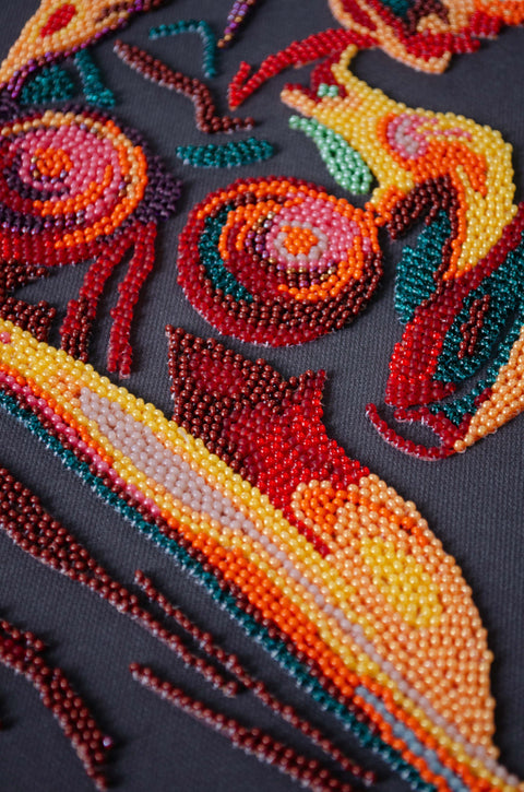 Bead Embroidery Kit for Woman Portrait, Abris Art, 25 x 29 cm, 13 Colors, 6324 Beads, Beginner-Friendly Craft Set