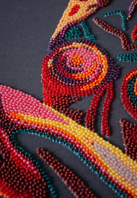 Bead Embroidery Kit for Woman Portrait, Abris Art, 25 x 29 cm, 13 Colors, 6324 Beads, Beginner-Friendly Craft Set