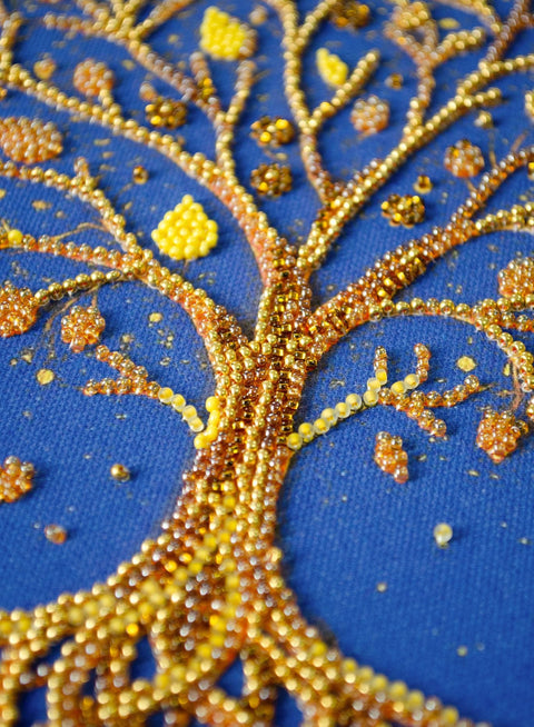 Bead Embroidery Kit with Plant Motif, 23x35 cm, Abris Art, 7 Colors, 4752 Beads, DIY Craft Set
